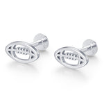 Sterling Silver Rugby Ball 16G Flat Back Stud Earrings