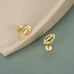 Sterling Silver Rugby Ball 16G Flat Back Stud Earrings