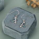 Sterling Silver Enamel Magpie Dangle Hook Earrings