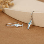 Sterling Silver Enamel Sardine Fish Dangle Hook Earrings