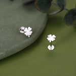 Sterling Silver Four Leaf Clover 16G Flat Back Stud Earrings