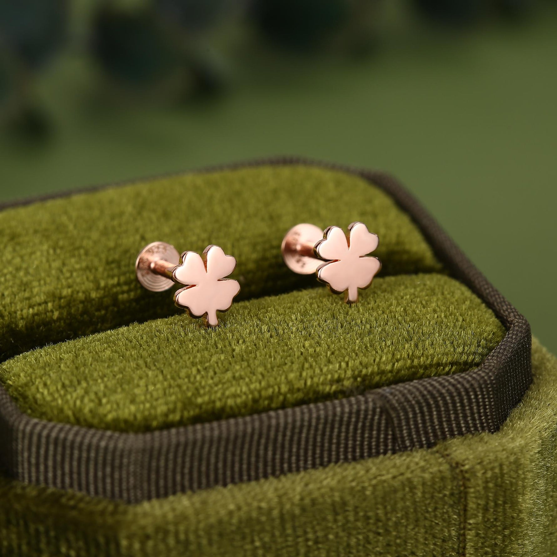 Sterling Silver Four Leaf Clover 16G Flat Back Stud Earrings