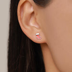 Sterling Silver Christmas Stocking and Elf Hat Mismatched Stud Earrings