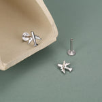 Sterling Silver Airplane 16G Flat Back Earrings