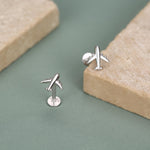 Sterling Silver Airplane 16G Flat Back Earrings