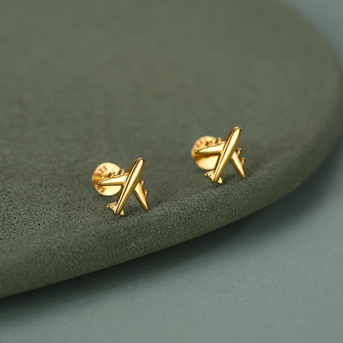 Sterling Silver Airplane 16G Flat Back Earrings