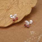 Sterling Silver Cherry 16G Flat Back Earrings