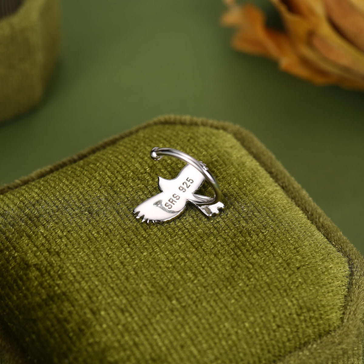 Sterling Silver Enamel Magpie Piercing Free Ear Cuff
