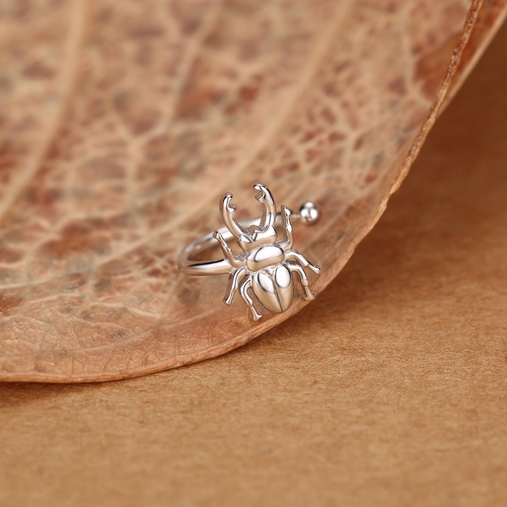 Sterling Silver Beetle Ear Cuff Piercing Free Ear Wrap