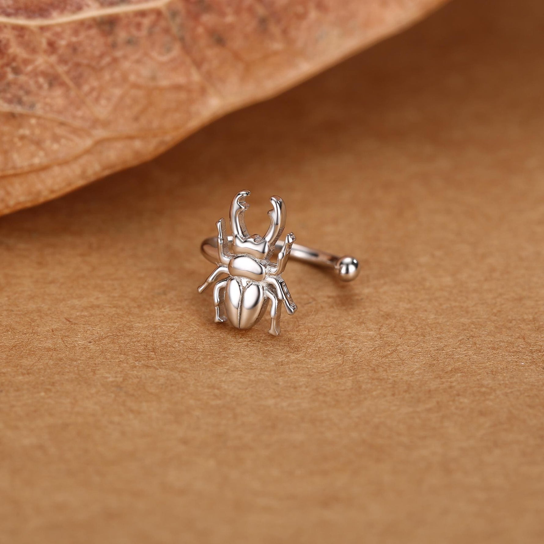 Sterling Silver Beetle Ear Cuff Piercing Free Ear Wrap
