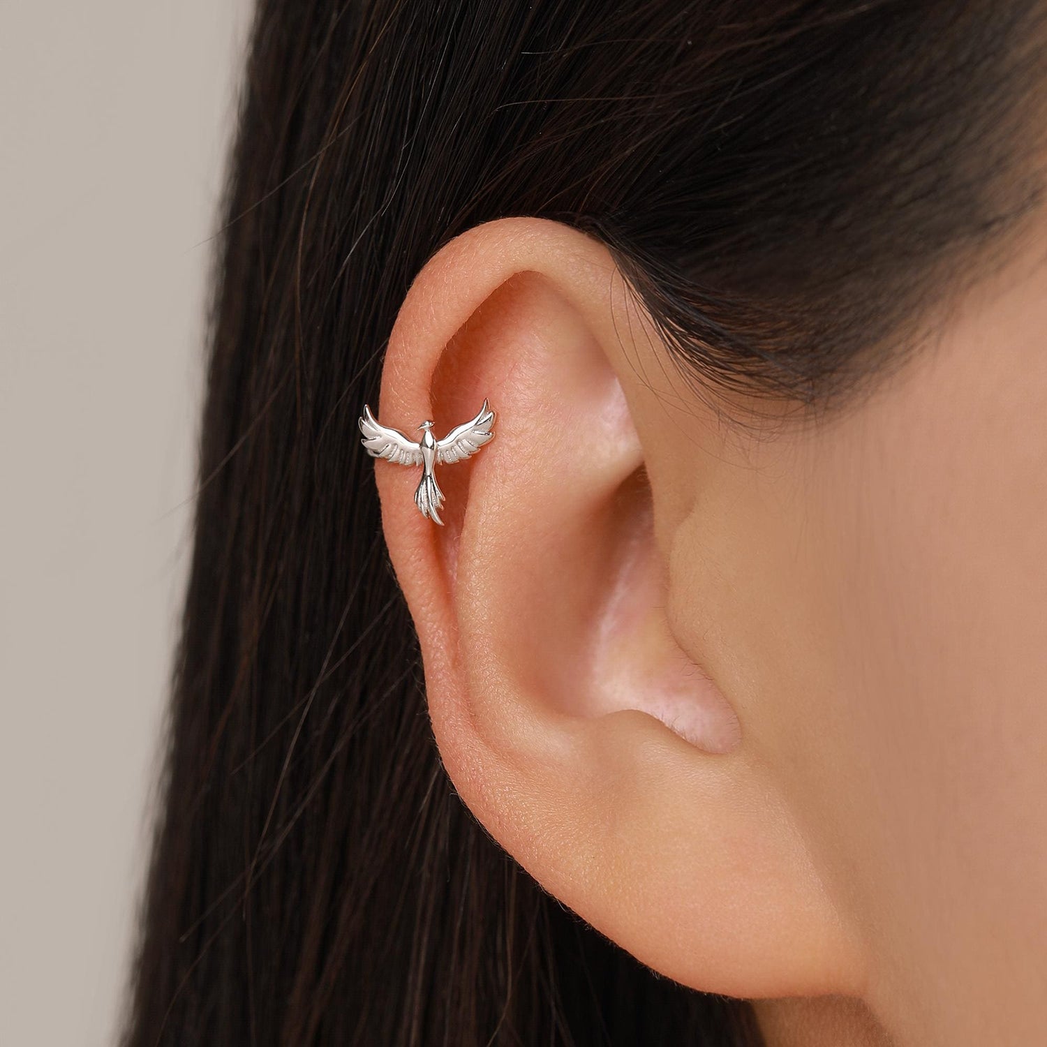 Sterling Silver Phoenix Ear Cuff Piercing Free Ear Wrap