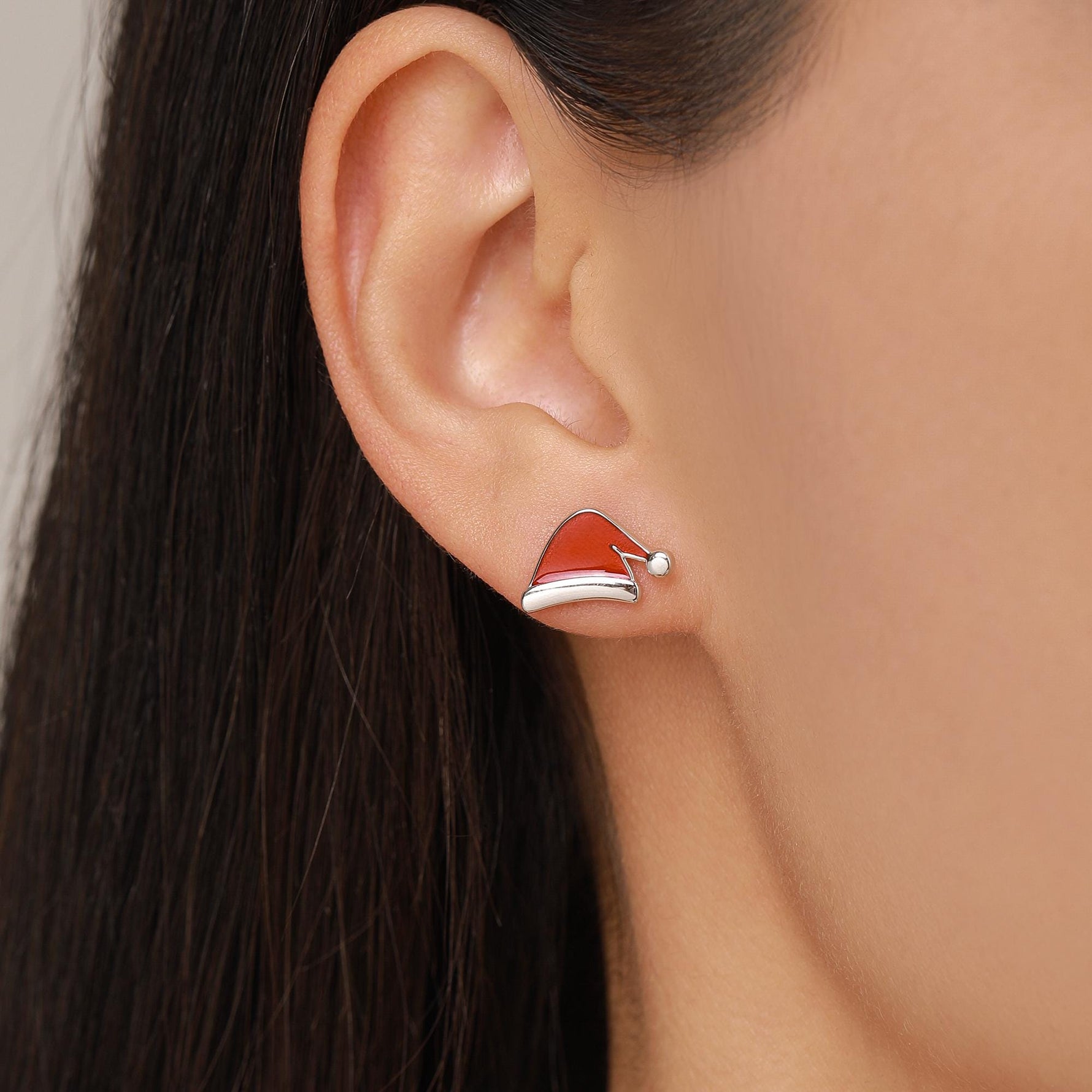 Sterling Silver Christmas Mismatch Stud Earring Single | Santa Hat, Elf Hat, Candy Cane or Stocking Stud