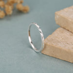 Sterling Silver Faceted Stacking Ring Minimalist Geometric Band