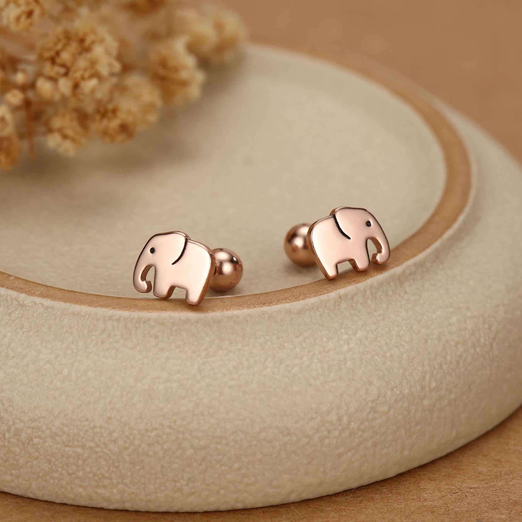 Sterling Silver Elephant 16G Screw Back Flat Back Stud Earrings