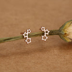 Sterling Silver Triple Star Climber Stud Earrings