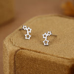 Sterling Silver Triple Star Climber Stud Earrings