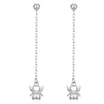 Sterling Silver Spider Chain Drop Stud Earrings