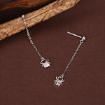 Sterling Silver Spider Chain Drop Stud Earrings