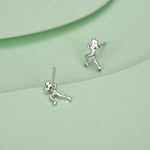 Sterling Silver Tiny Female Running Figure Stud Earrings