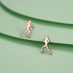 Sterling Silver Tiny Female Running Figure Stud Earrings