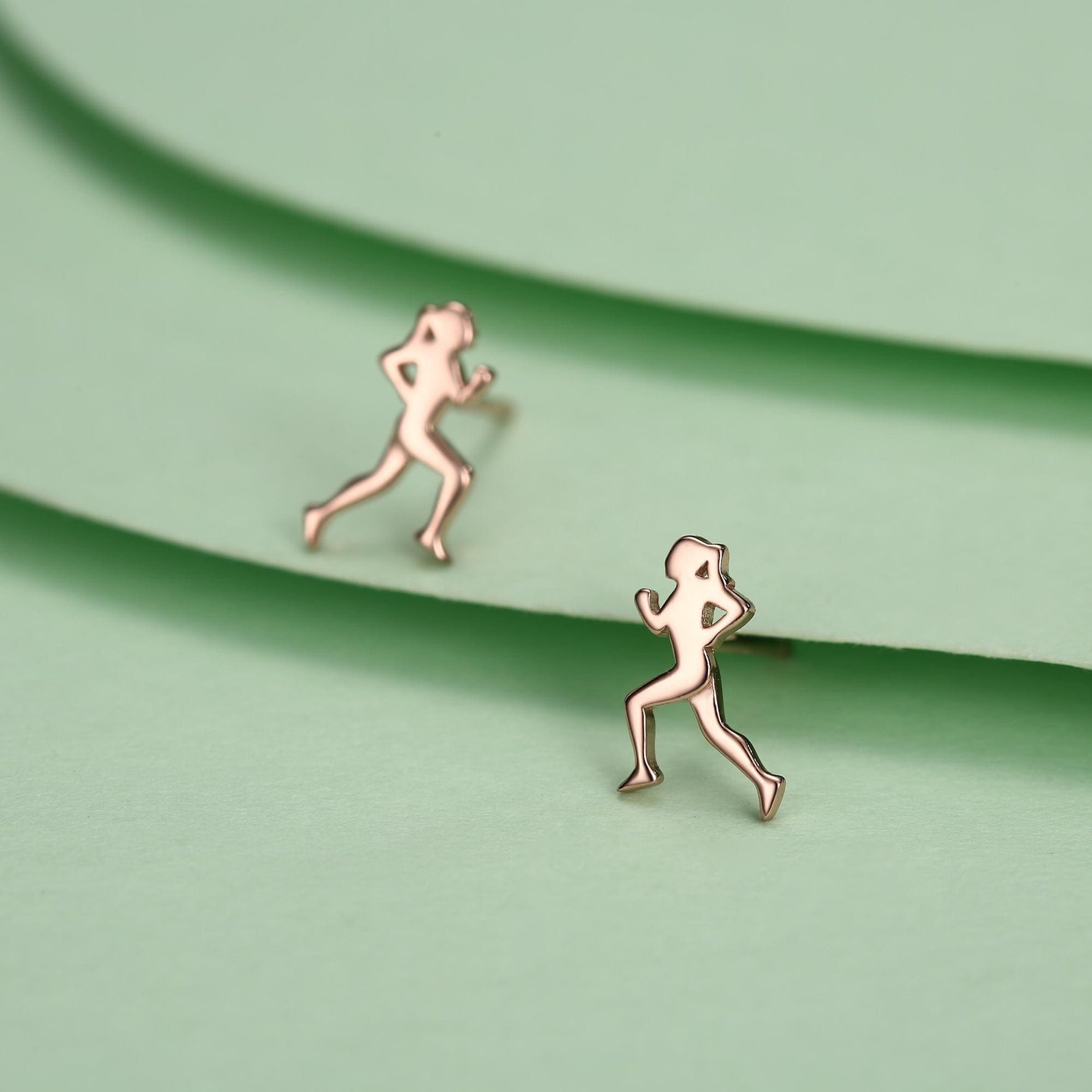 Sterling Silver Tiny Female Running Figure Stud Earrings