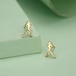 Sterling Silver Tiny Female Running Figure Stud Earrings
