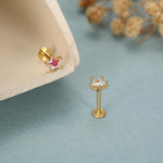 Sterling Silver AB Aurora CZ Star Flat Back Labret Earrings