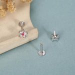 Sterling Silver AB Aurora CZ Star Flat Back Labret Earrings