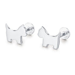 Sterling Silver Westie Flat Back Labret Earrings