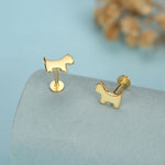 Sterling Silver Westie Flat Back Labret Earrings