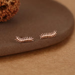 Sterling Silver Tiny Centipede Crawling Stud Earrings