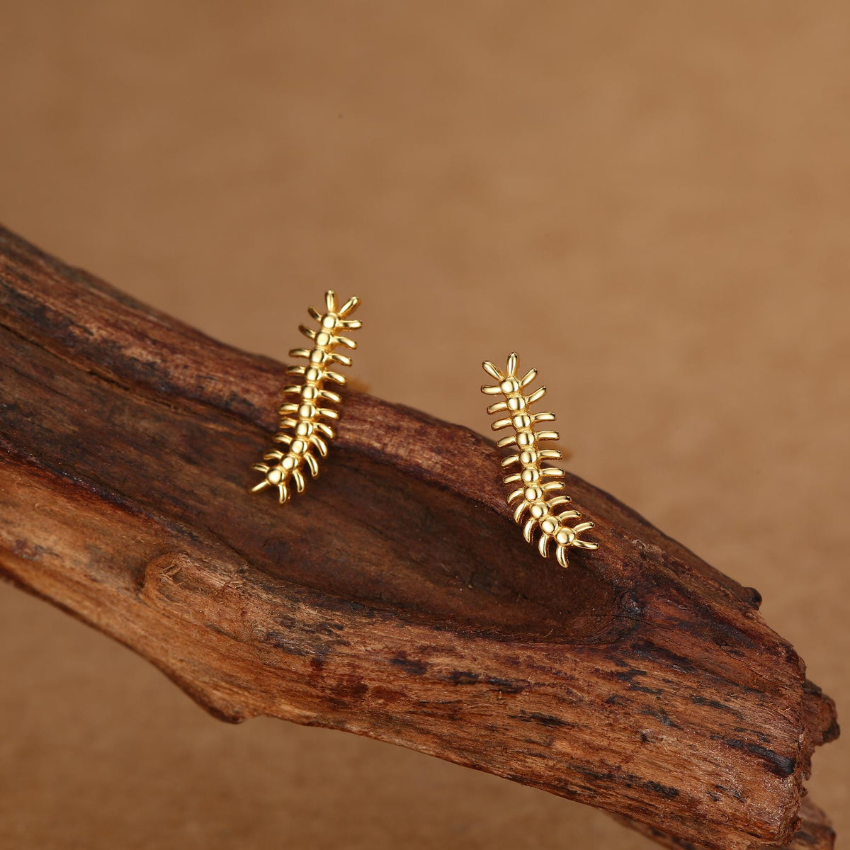 Sterling Silver Tiny Centipede Crawling Stud Earrings
