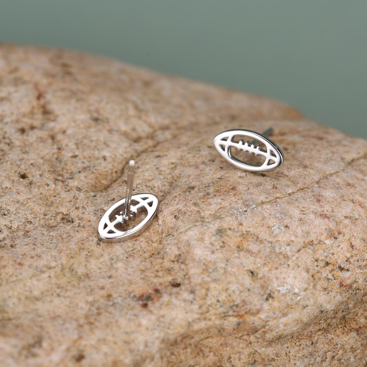 Sterling Silver Rugby Ball Stud Earrings