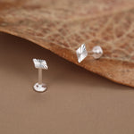 Sterling Silver Diamond Cut Rhombus 16G Flat Back Earrings