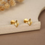 Sterling Silver Diamond Cut Rhombus 16G Flat Back Earrings