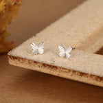 Sterling Silver Diamond Cut Sunburst Butterfly Stud Earrings