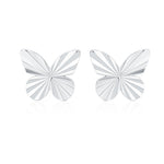 Sterling Silver Diamond Cut Sunburst Butterfly Stud Earrings
