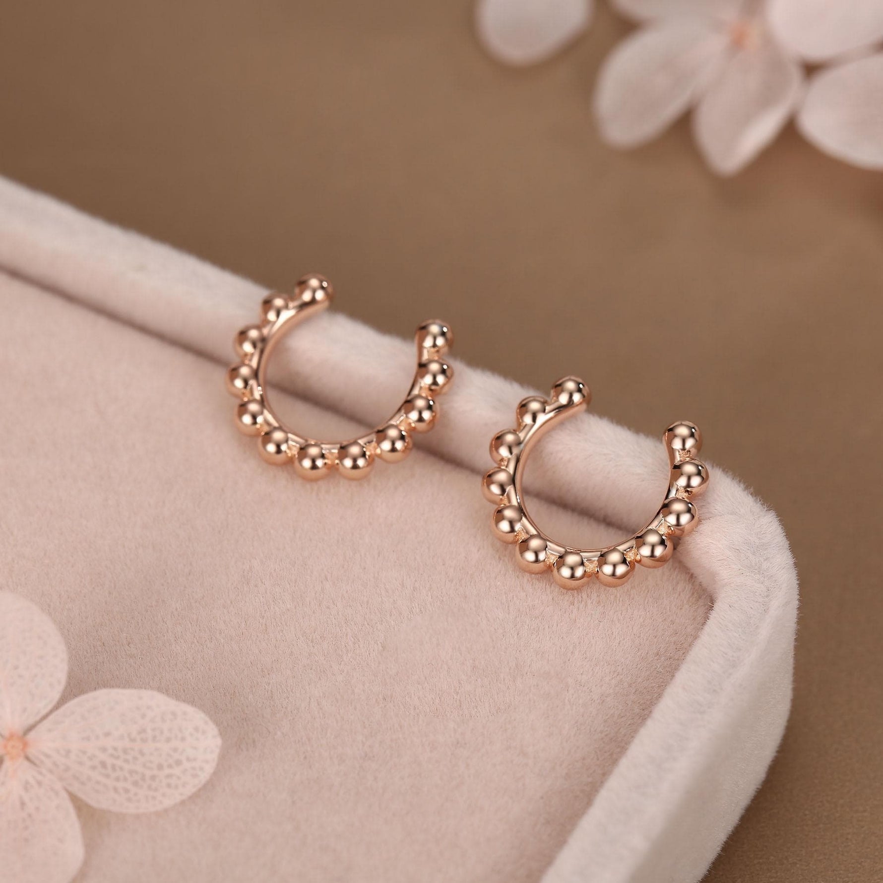 Sterling Silver Beaded Ear Cuff Piercing Free Cartilage Cuff