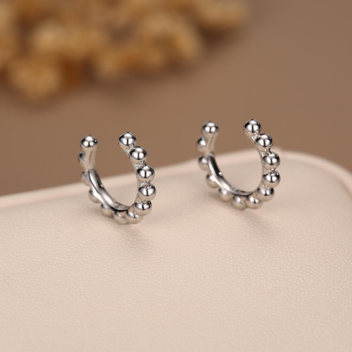 Sterling Silver Beaded Ear Cuff Piercing Free Cartilage Cuff