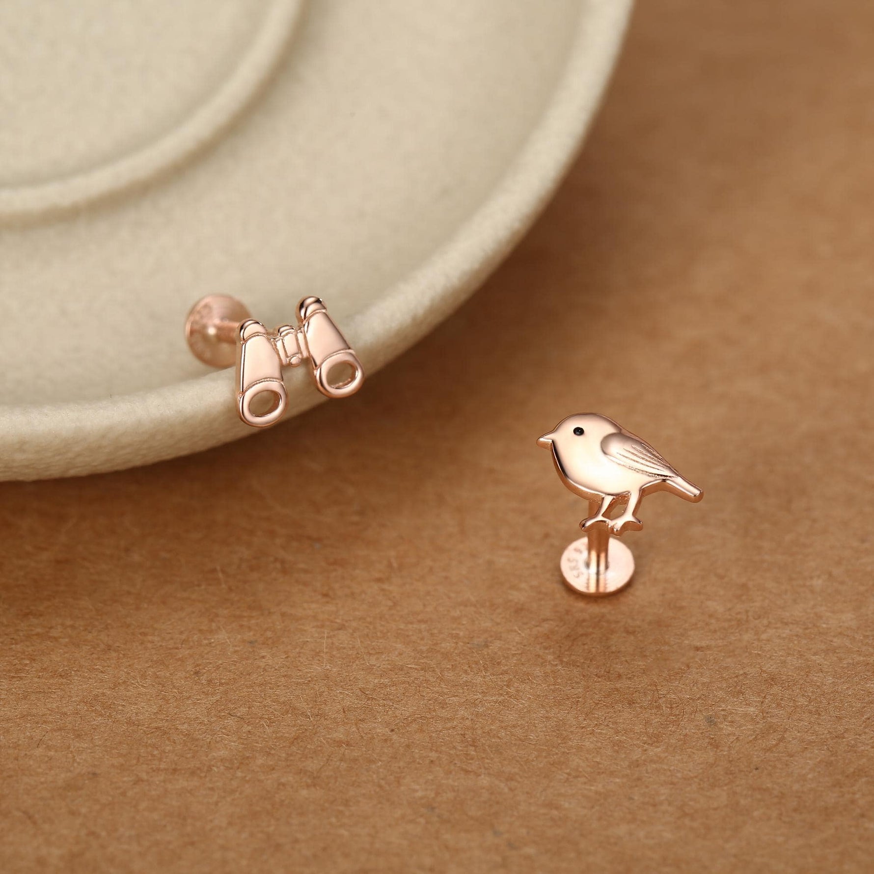 Sterling Silver Birdwatcher Mismatched 16G Flat Back Earrings