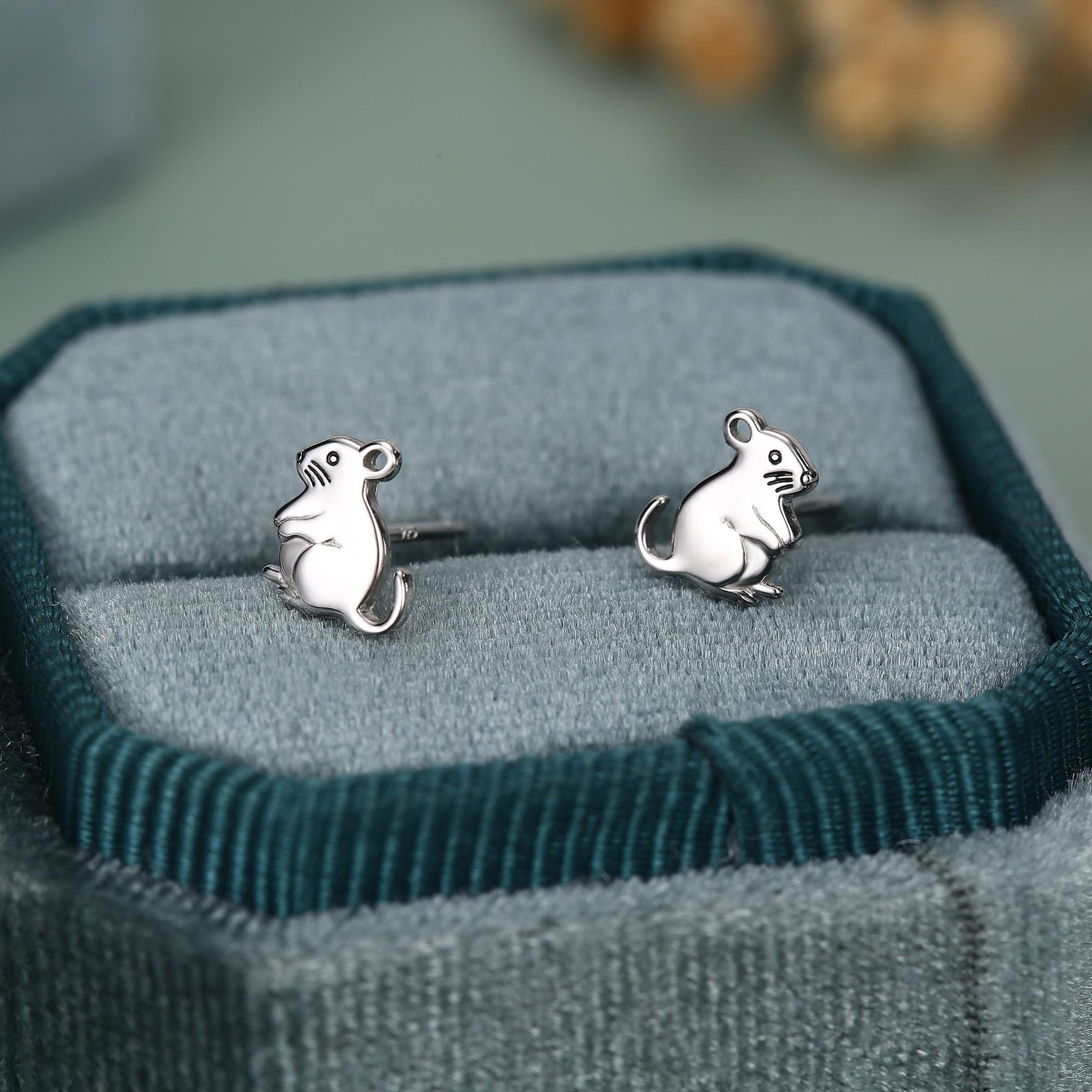 Sterling Silver Gerbil Stud Earrings