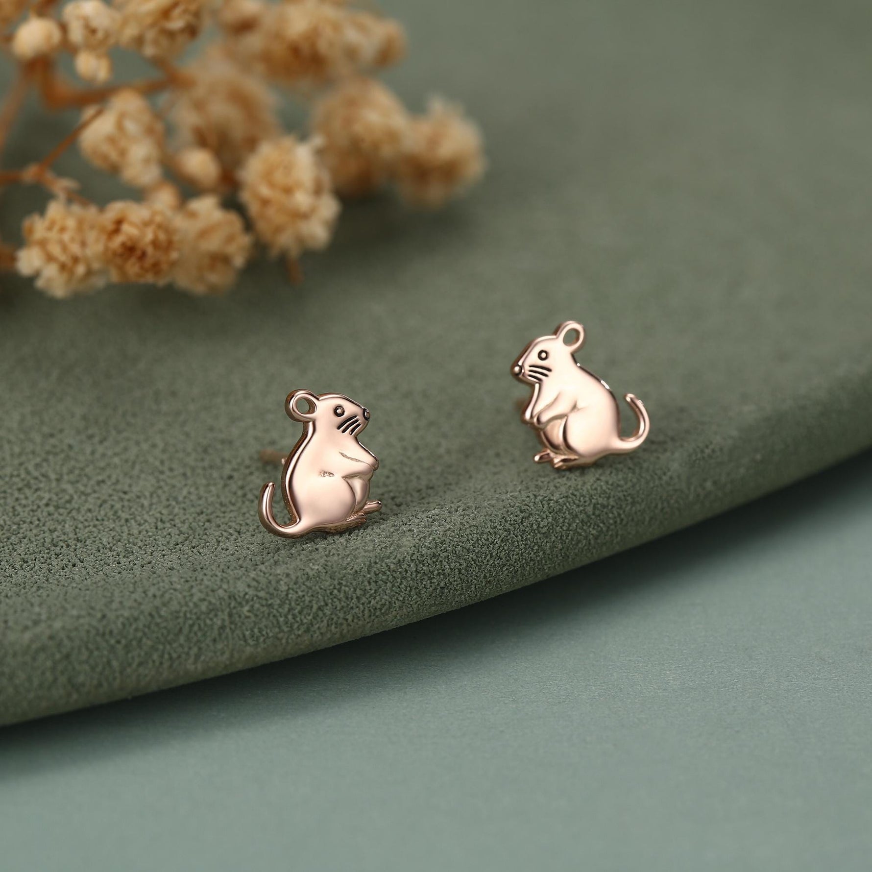 Sterling Silver Gerbil Stud Earrings