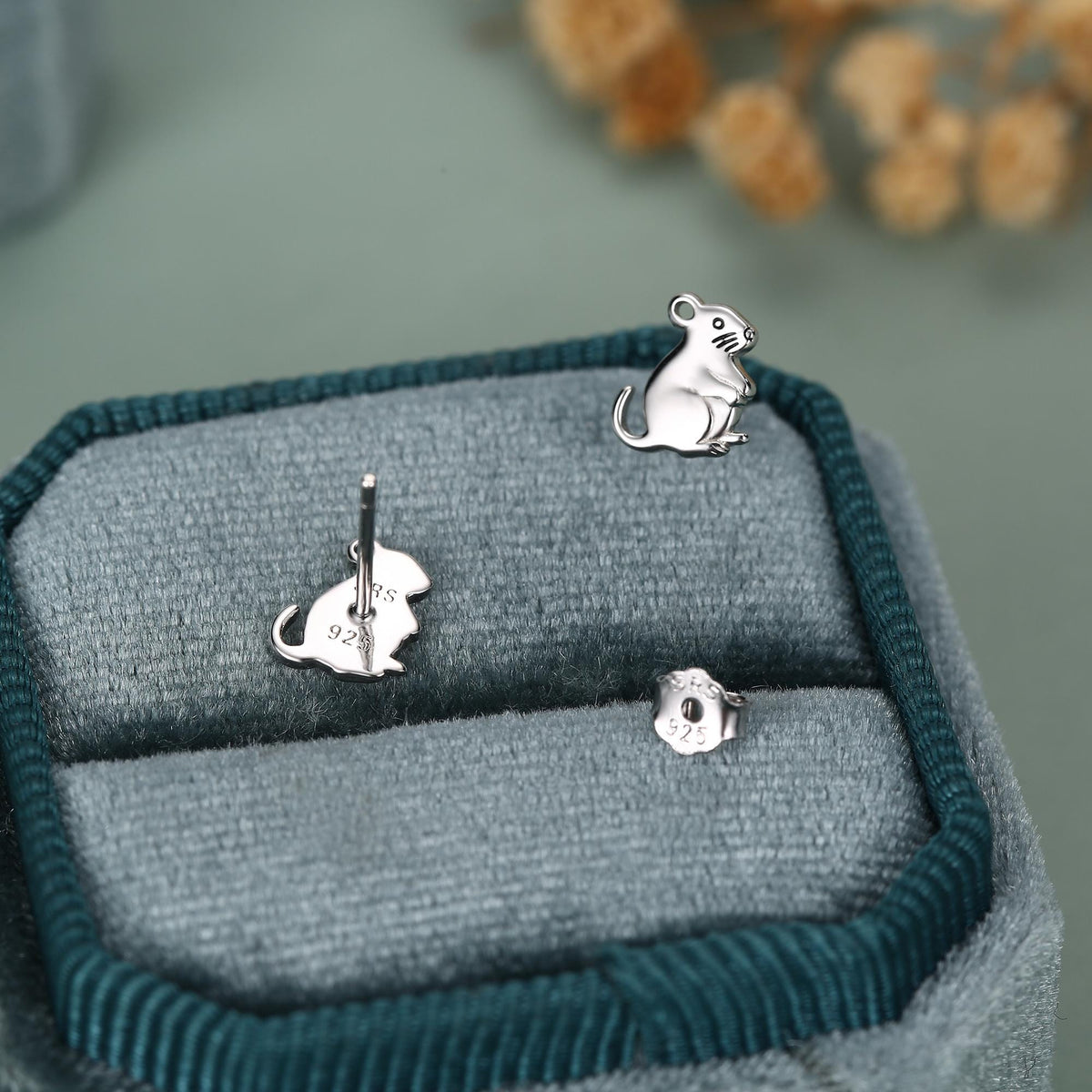 Sterling Silver Gerbil Stud Earrings