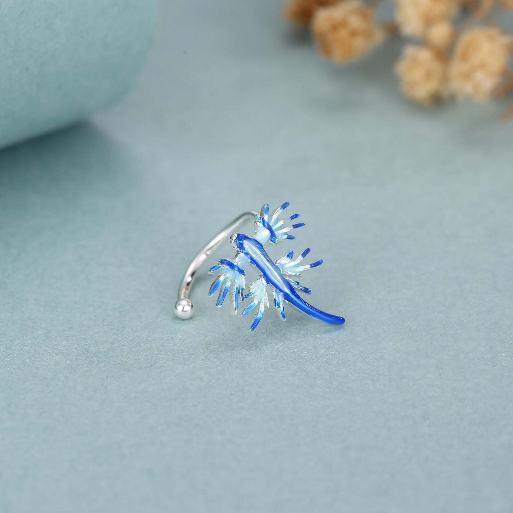 Sterling Silver Blue Glaucus Sea Slug Ear Cuff No Piercing Required