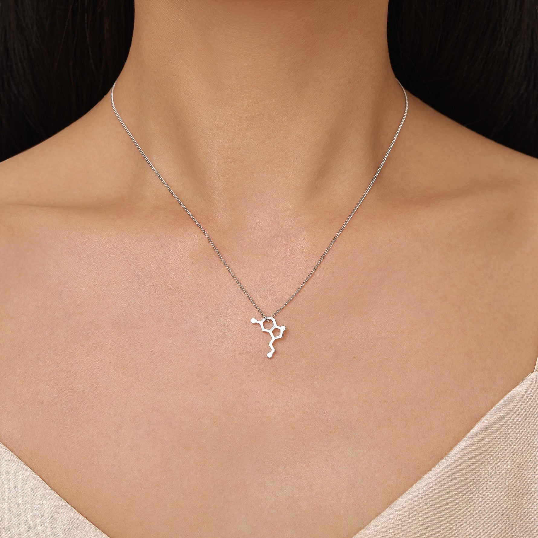 Sterling Silver Serotonin Molecule Necklace