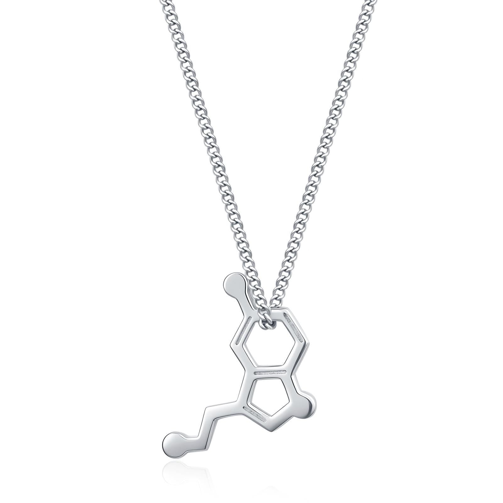 Sterling Silver Serotonin Molecule Necklace