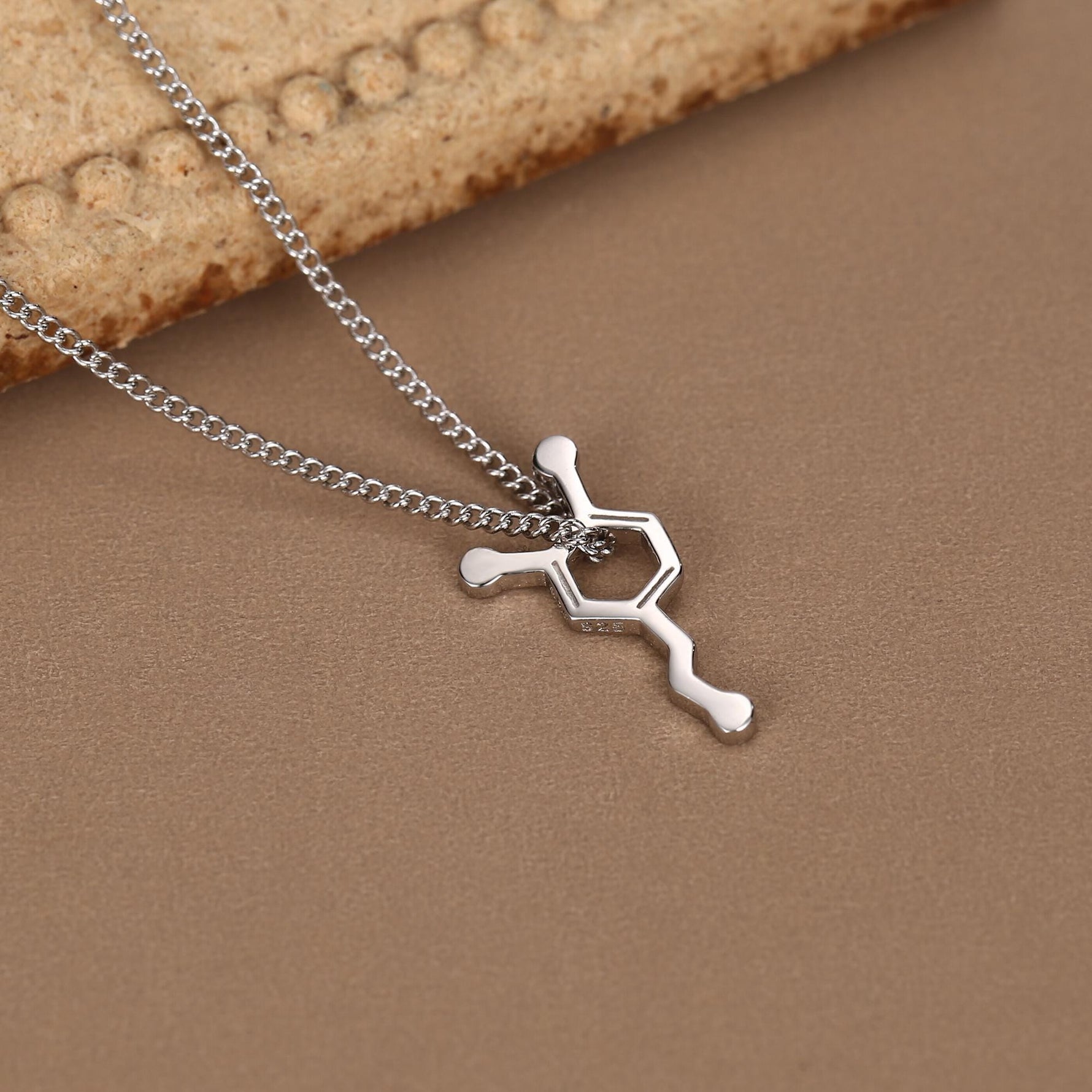 Sterling Silver Dopamine Molecule Necklace