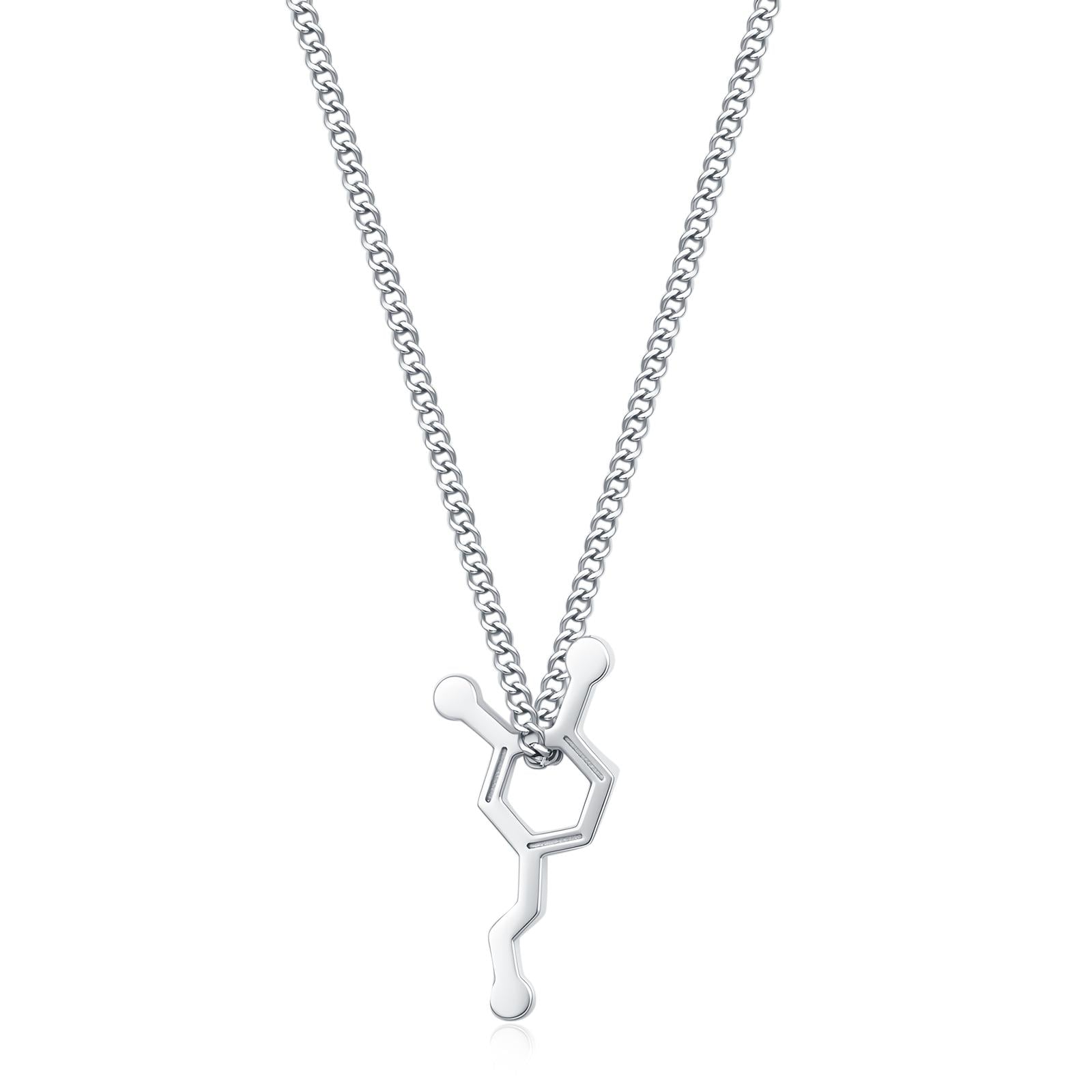 Sterling Silver Dopamine Molecule Necklace