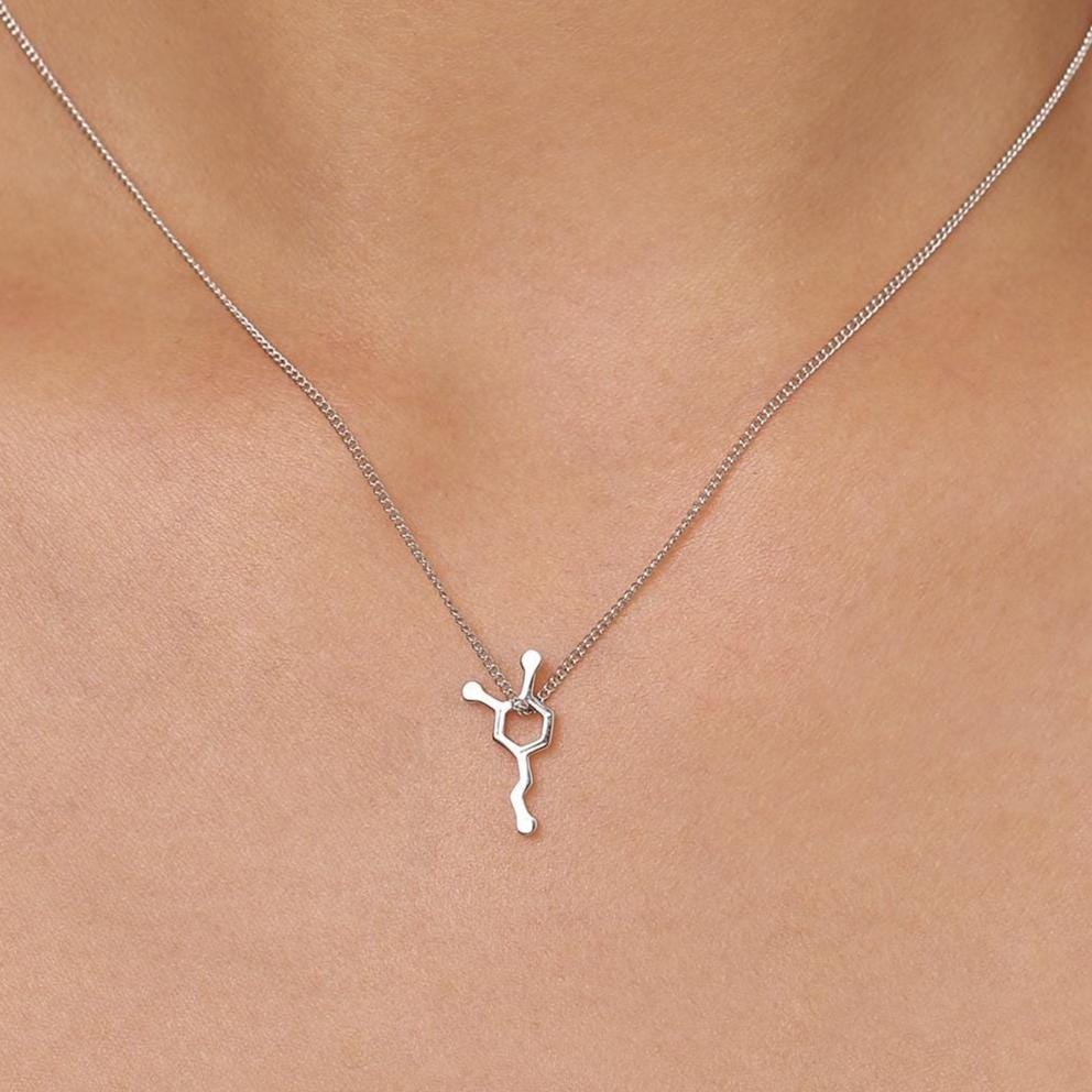 Sterling Silver Dopamine Molecule Necklace