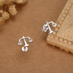 Sterling Silver Libra Scales 16G Flat Back Earrings